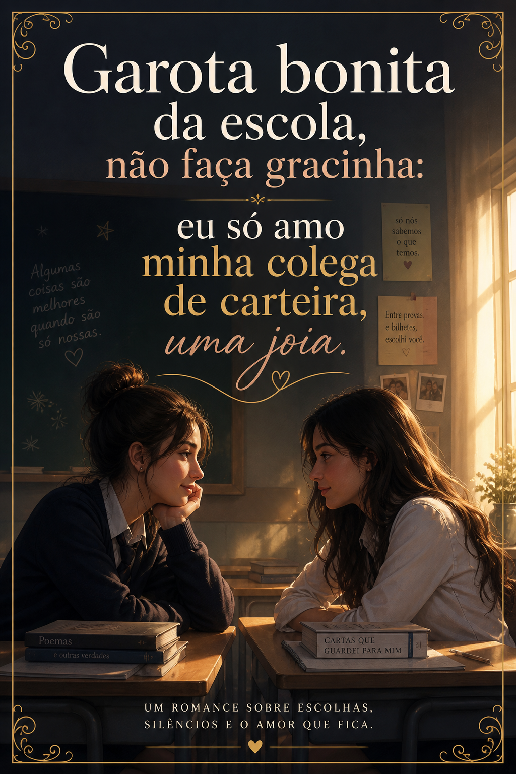 Garota bonita da escola, não faça gracinha: eu só amo minha colega de carteira, uma joia.